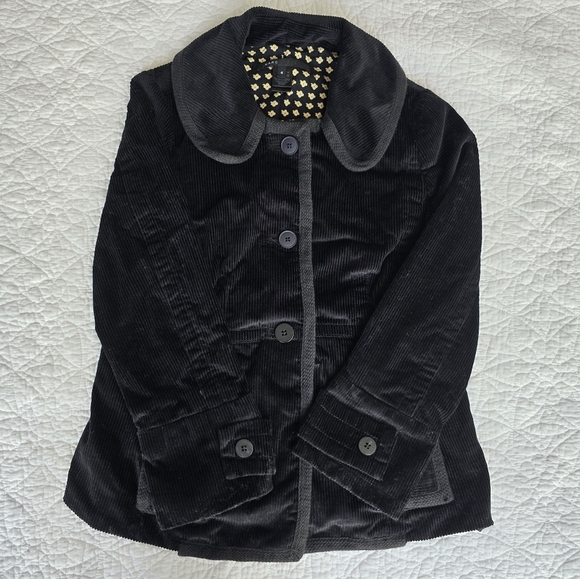 Marc Jacobs Corduroy Blazer Button Black Jacket With Peter Pan Collar - Picture 2 of 12